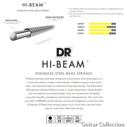 DR Strings MR5-130 HI-BEAMS Stainless Steel Bass Strings | 5-String Medium (045 - 130)