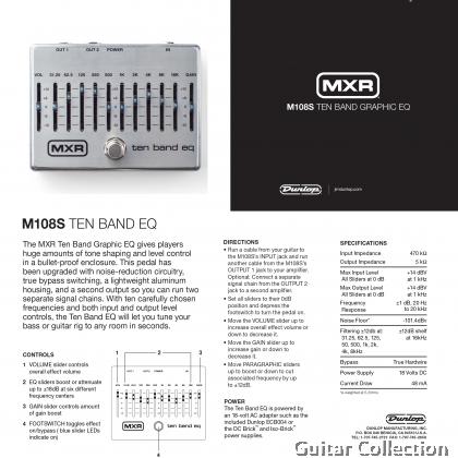 Jim Dunlop MXR M108S 10 Band EQ | Equalizer Guitar Effect Pedal