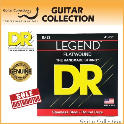 DR Strings FL5-45 LEGEND Polished Flatwound Stainless Steel Bass Strings | 5-String Medium (045 - 125)