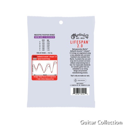 Martin MA535T PK3 3-Pack | 011-052 | Authentic Lifespan 2.0 | Treated Phosphor Bronze Acoustic Guitar Strings | Custom Light