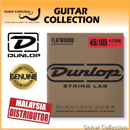 Jim Dunlop DBFS45105 Bass Guitar Strings | 4-String | Flatwound Stainless Steel | 045–105