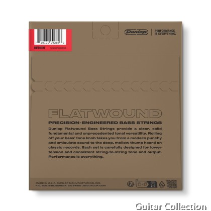 Jim Dunlop DBFS45105 Bass Guitar Strings | 4-String | Flatwound Stainless Steel | 045–105