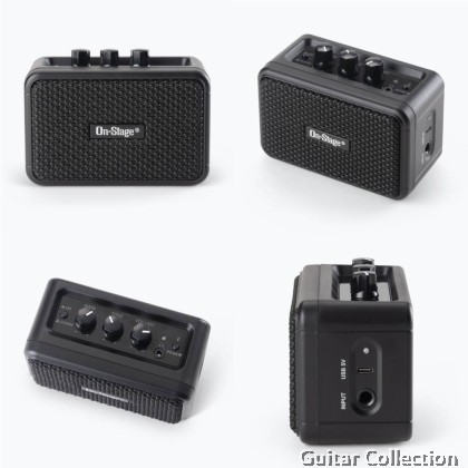 On Stage TGA01 Travel Electric Guitar Amp | Bluetooth | USB Rechargable Built-in Battery (2 x 1.75" Speaker)