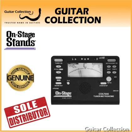 On Stage GTA7000 Chromatic Tuner / Metronome / Tone Generator with clip-on transducer | for Guitar, Bass, Violin etc.