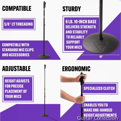 On Stage MS9510 Production-Grade One-Handed Microphone Stand w/ Round Base
