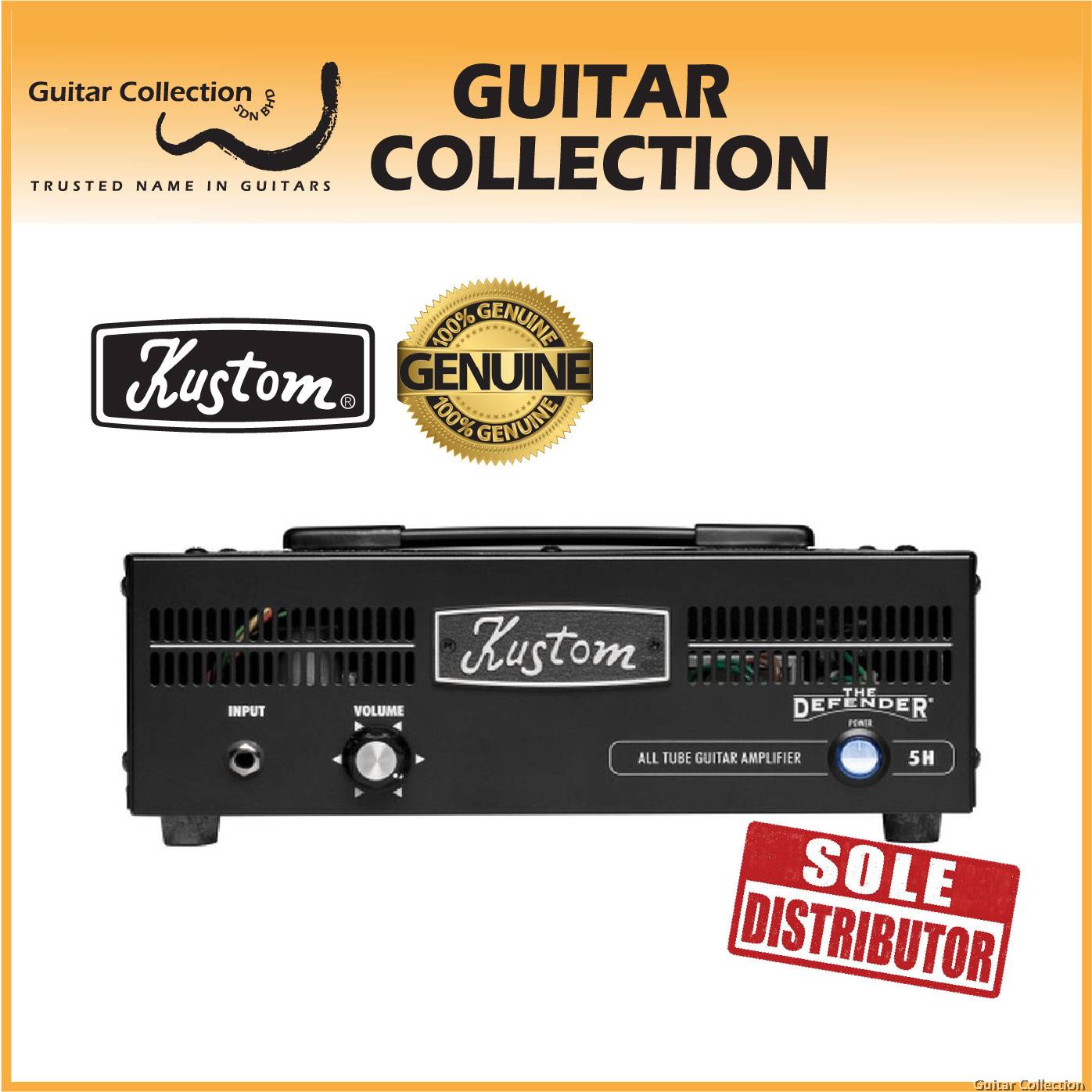 Kustom Defender 5H 5W Low Wattage All Tube Amplifier Head