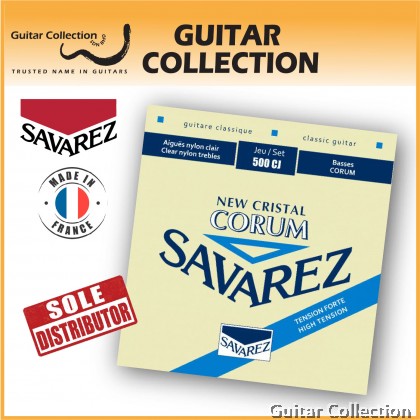 Savarez 500CJ New Cristal Corum Hard / High Tension Classical Guitar Strings (Made in France)