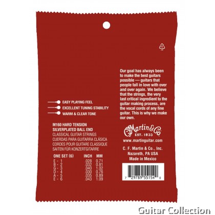 Martin M160 | Silverplated Classical Guitar Strings | Hard / High Tension | Ball End