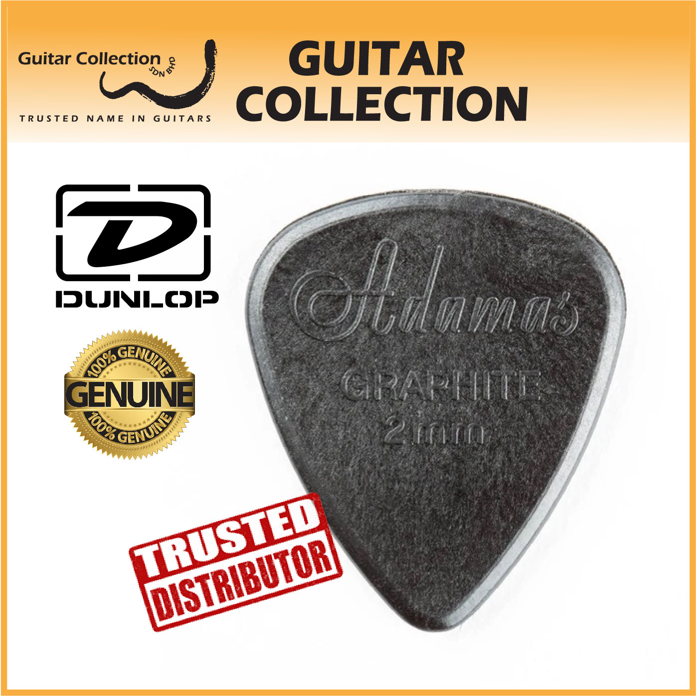 Jim Dunlop 15R Adamas Graphite Guitar Picks 2.00mm 6 pcs pack