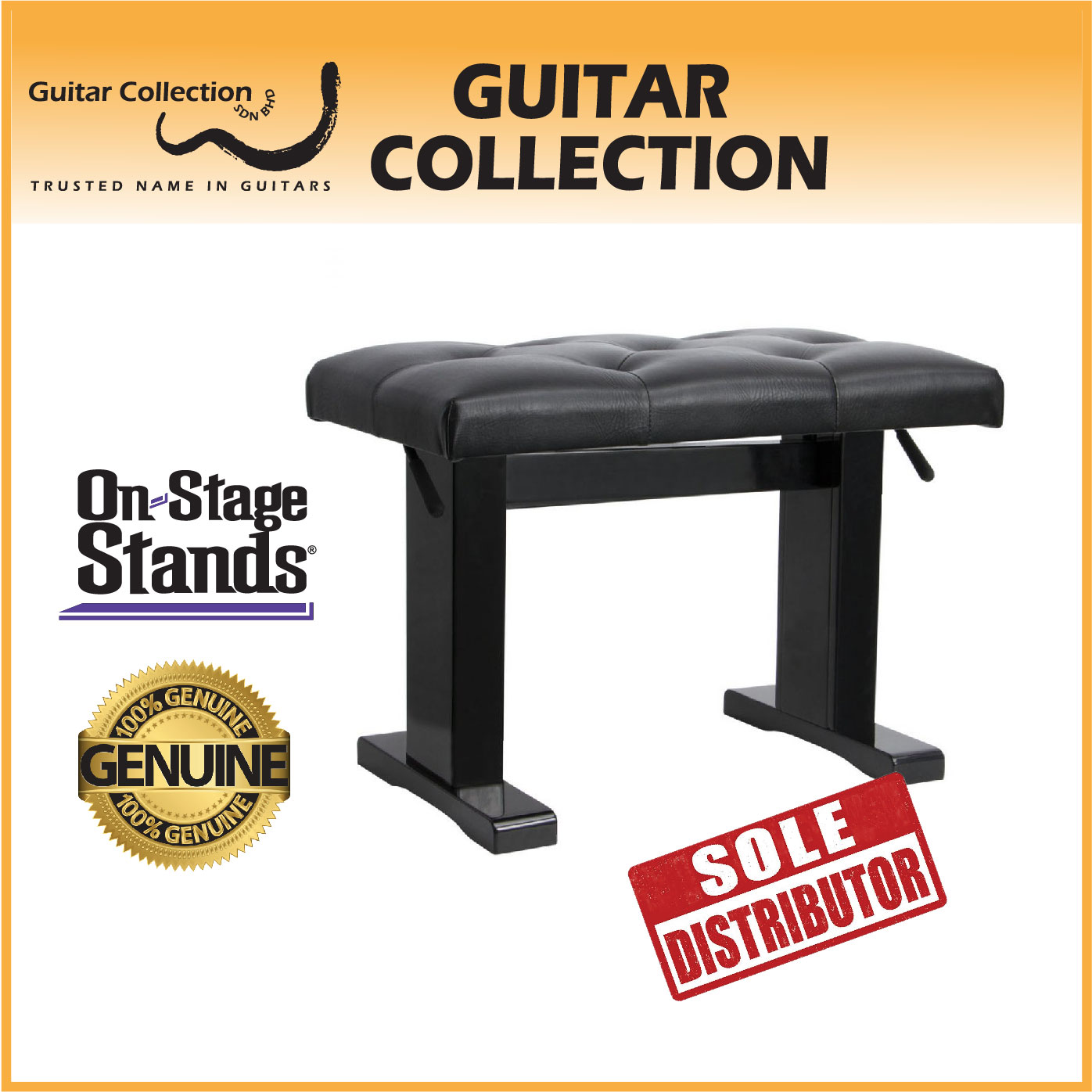 On stage kb9503b height adjustable piano bench top