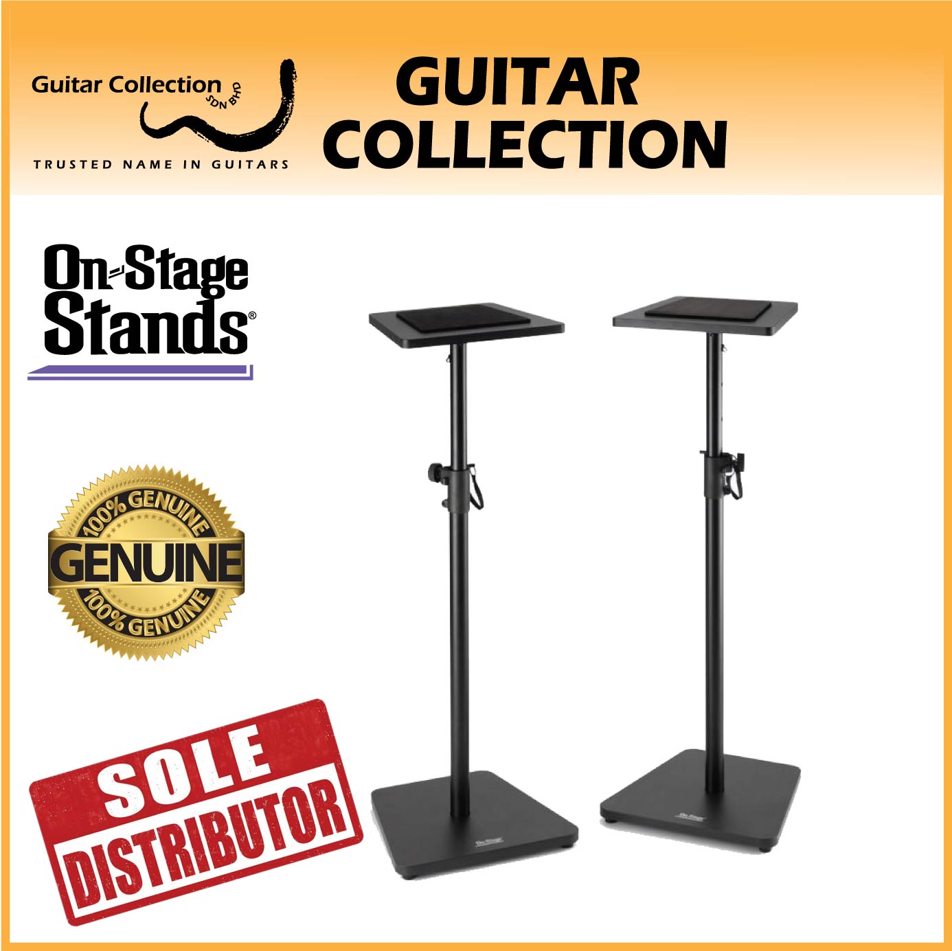 On Stage SMS7500B Wood Studio Monitor Stands Black 1 Pair